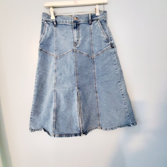 Jessica Simpson Tulip A-Line Midi Denim boho Jean Skirt, Size 8 Cottagecore - Picture 2 of 7